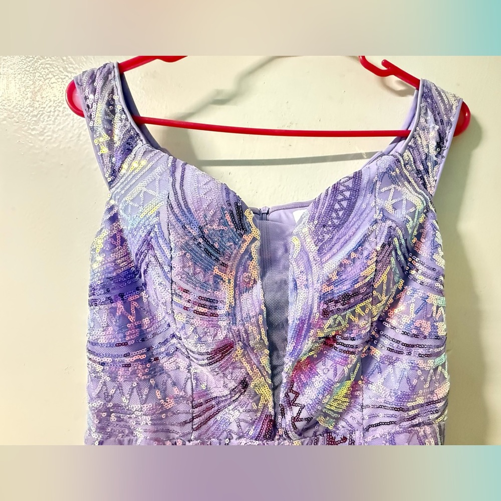 Elegant Purple Off-Shoulder Evening Gown - Picture 6 of 12